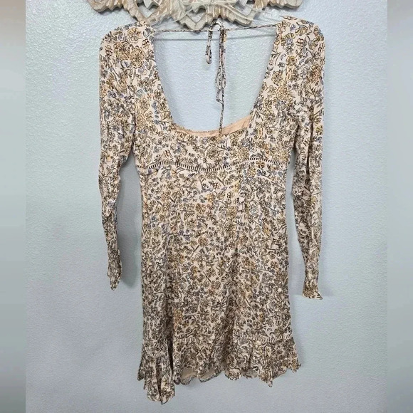 Free People Boheme Mini Dress Ivory Combo, Off White Floral Dress - Picture 8 of 11